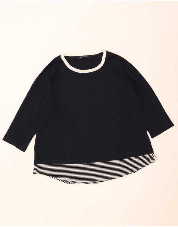 Marks & Spencer damebluse med 3/4 ærmer UK 18 XL marineblå stribet
