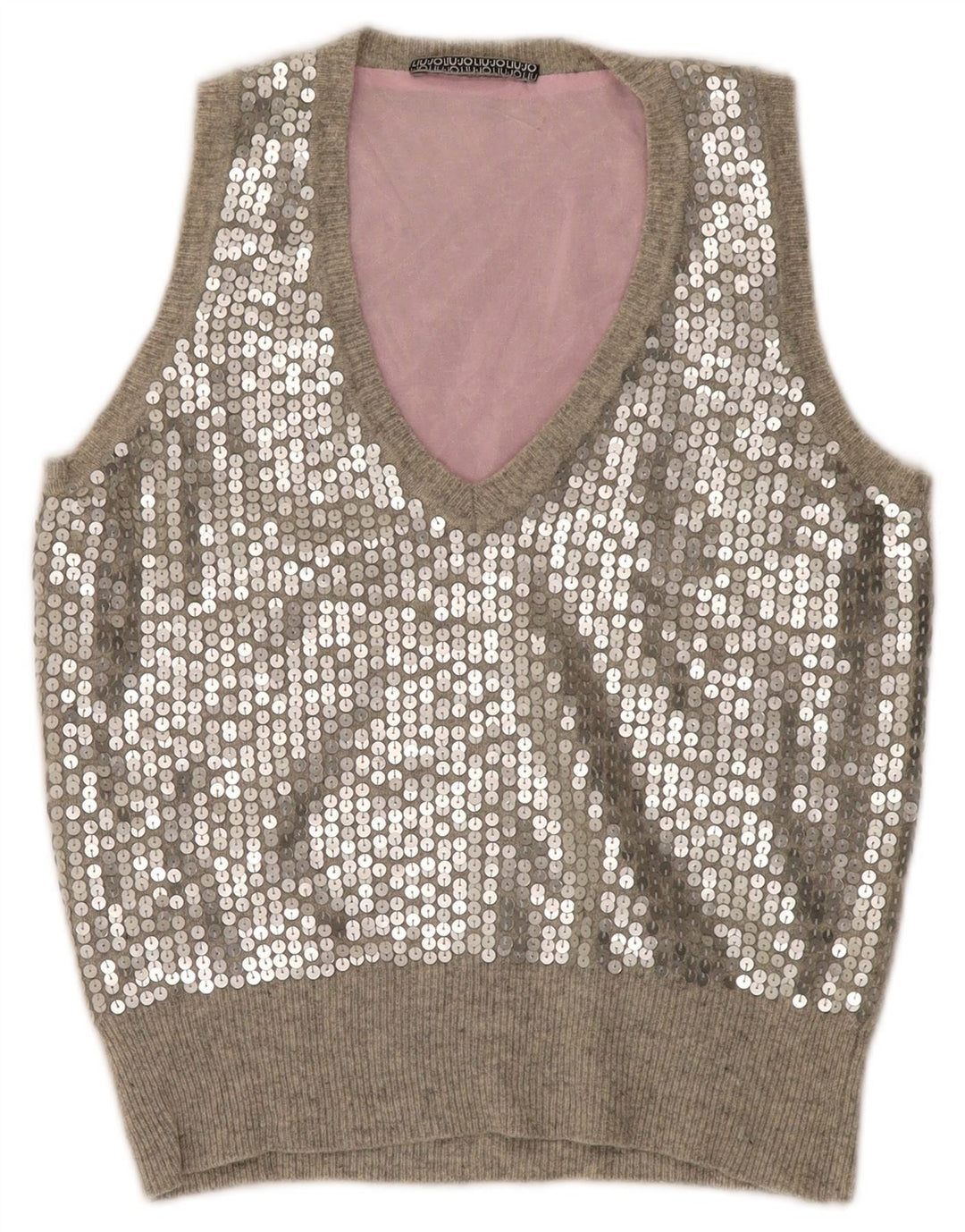 Liu Jo Dame Crop Sequin Vest Tank Top IT 42 Medium Grey Uld