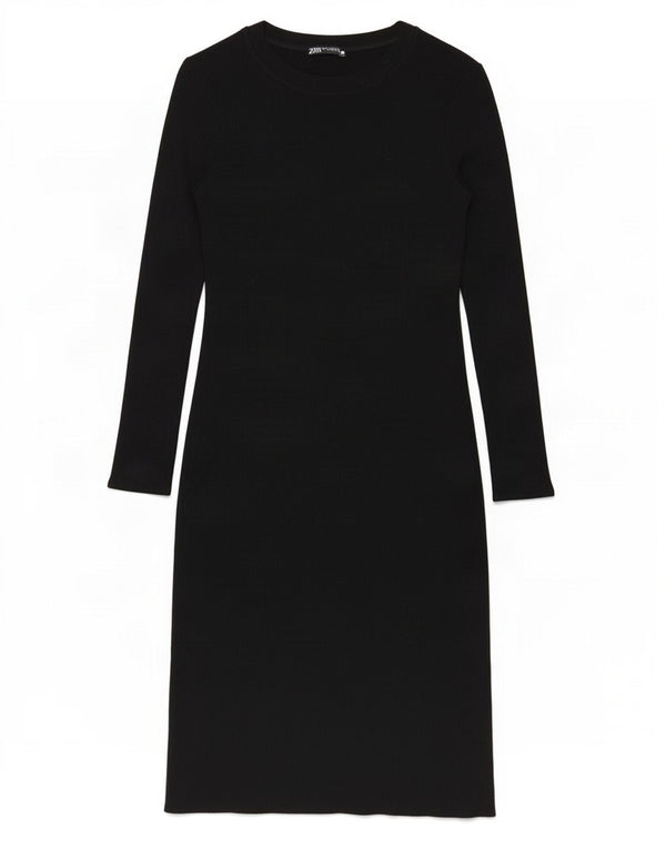 Zara Dame Jumper Dress UK 10 Small Black Viscose