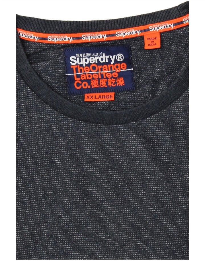 Superdry T-shirt top til mænd 2XL marineblå flækket bomuld
