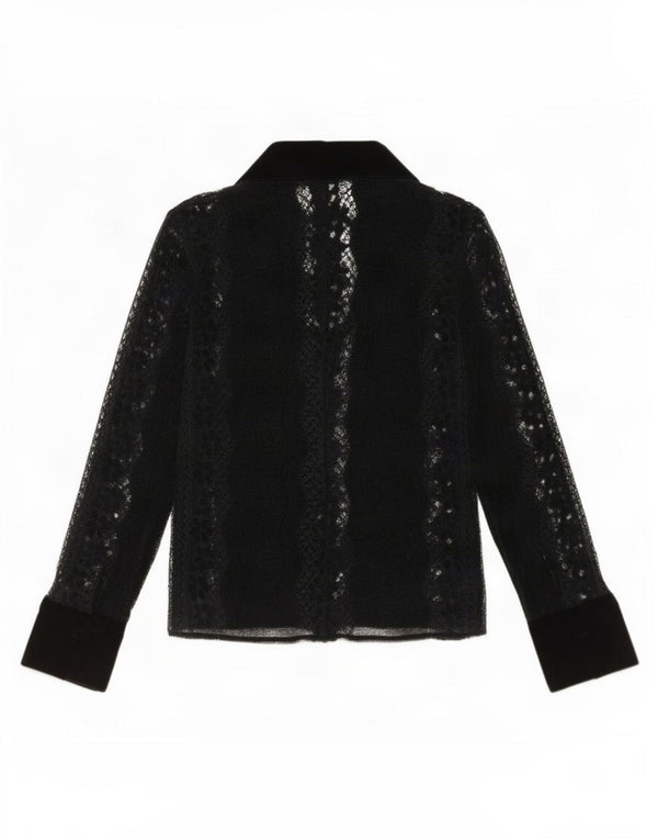 Zara Womens Open Cardigan Top UK 6 XS Black Floral