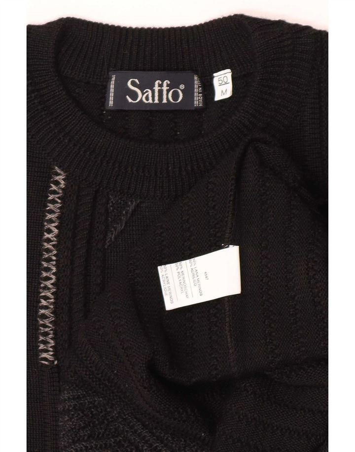 Saffo Herre Crew Neck Jumper Sweater IT 50 Medium Sort Geometrisk