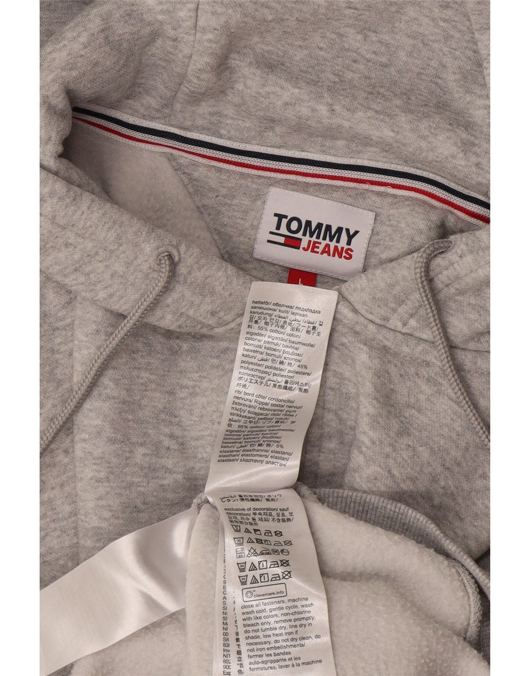 Tommy Hilfiger Herre hættetrøje med lynlås Stor grå bomuld