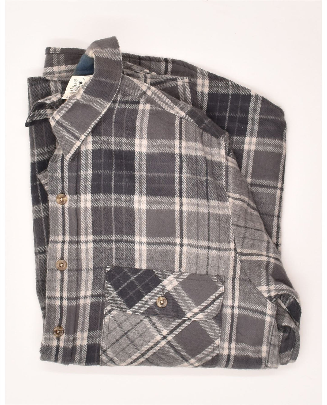 VINTAGE Mens Flannel Shirt Medium Grey Check Cotton Vintage Vintage and Second-Hand Vintage from Messina Hembry 
