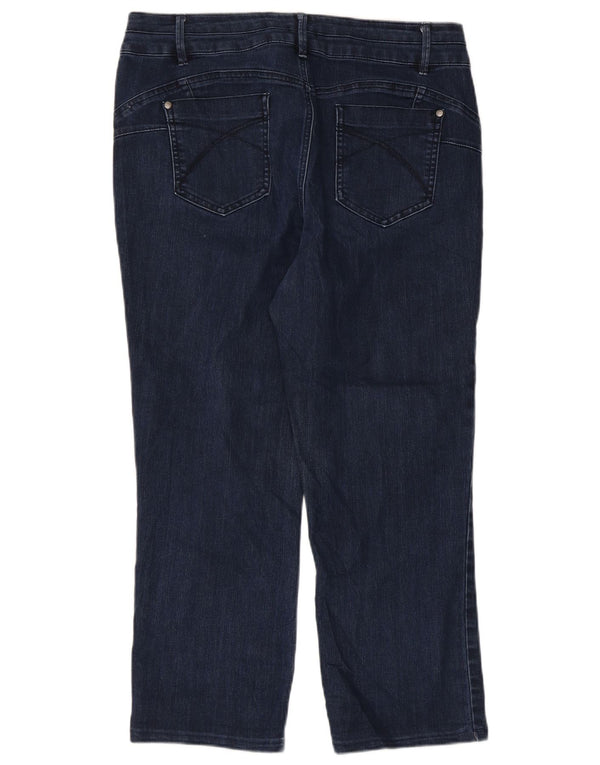 M&Co Dame Petite Cropped Jeans UK 16 Large W34 L23 Marineblå Bomuld