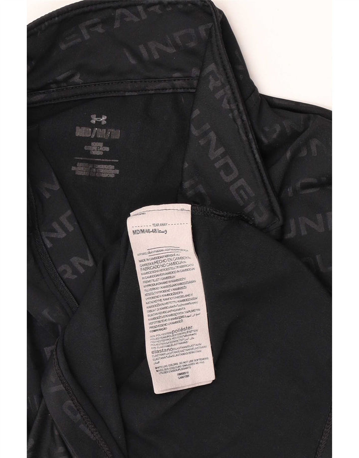 Under Armour Kvinder Zip Neck Grafisk Top Langærmet UK 12 Medium Sort