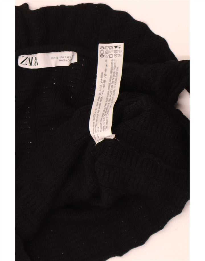 Zara Womens Crop Top UK 8 Small Black Viscose