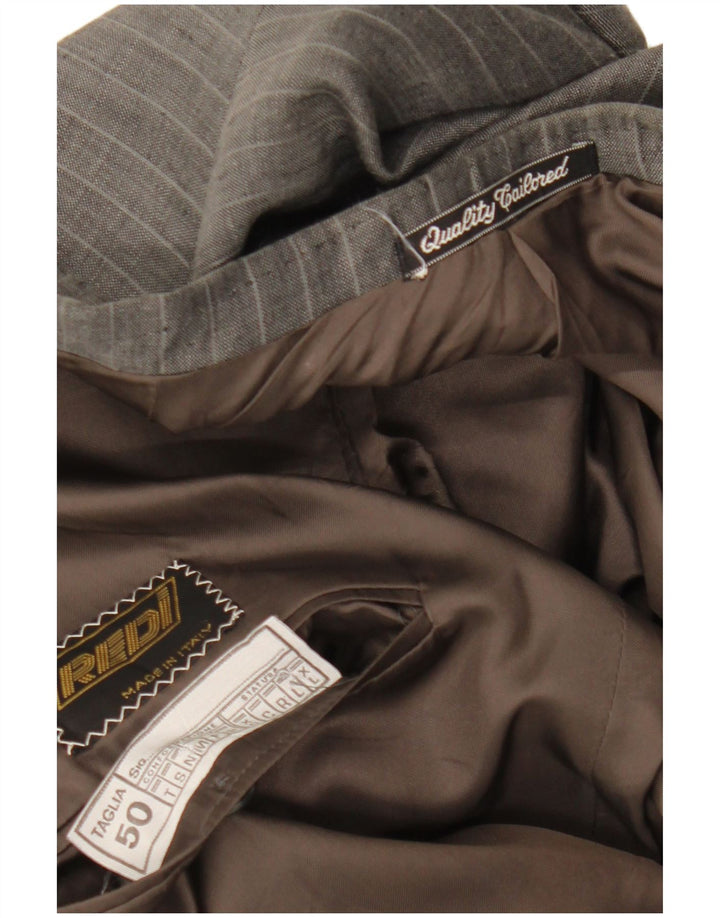 Vintage herre dobbeltradet blazerjakke IT 50 stor grå nålestribe