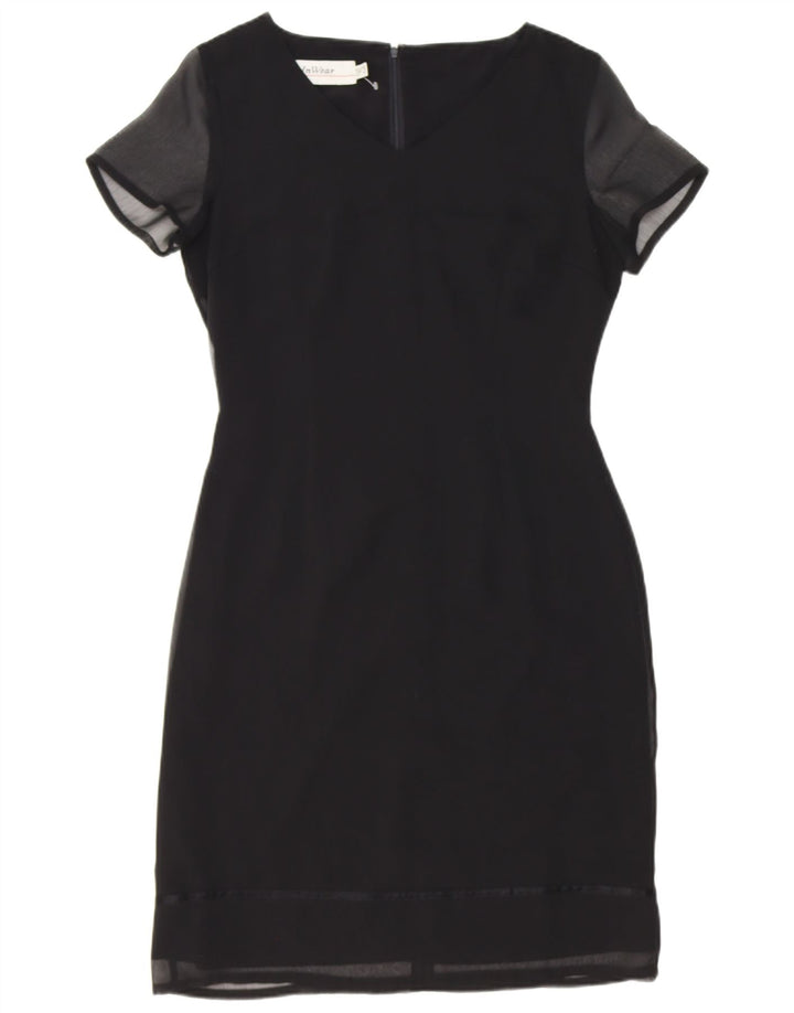 VINTAGE Womens Sheath Dress UK 10 Small Black Polyester