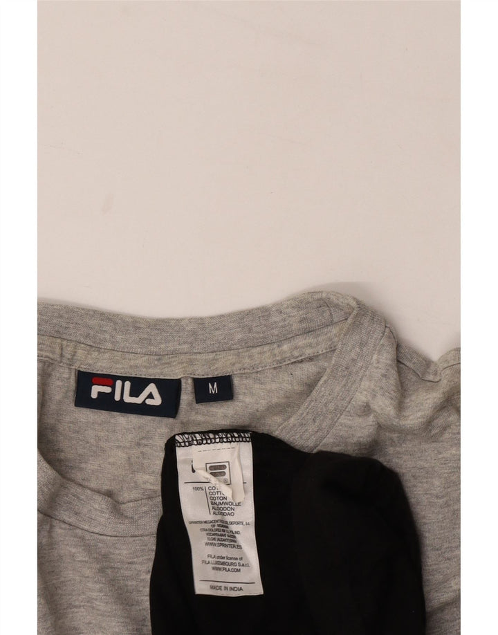 Fila Herre grafisk T-shirt Top Medium Sort Colourblock Bomuld