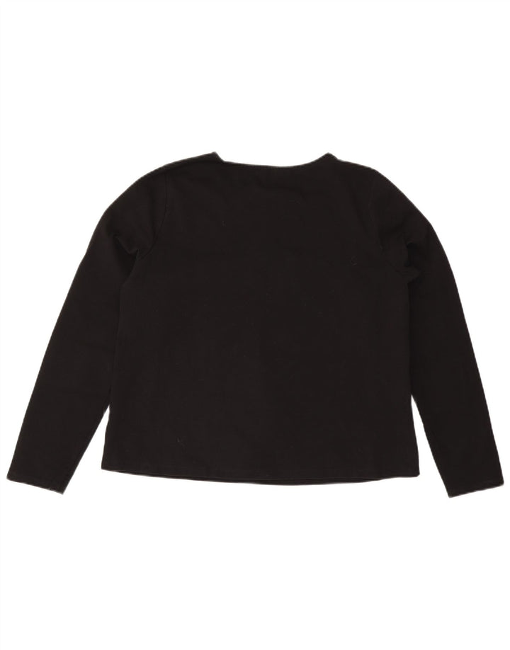 BENETTON Dame Oversized Top Langærmet UK 10 Small Black Bomuld