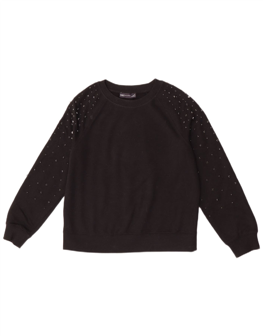 Marks & Spencer Dame Oversized Sweatshirt Jumper UK 6 XS Sort Bomuld