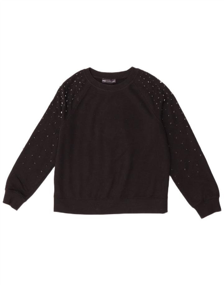 Marks & Spencer Dame Oversized Sweatshirt Jumper UK 6 XS Sort Bomuld