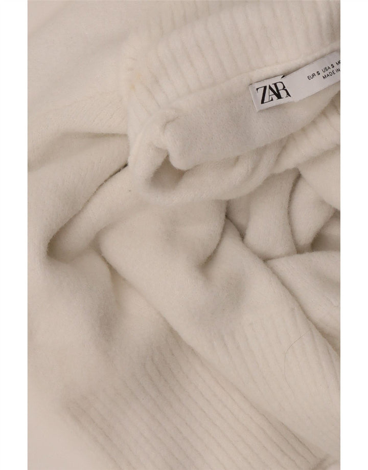 Zara Dame Turtle Neck Jumper Sweater UK 10 Small White