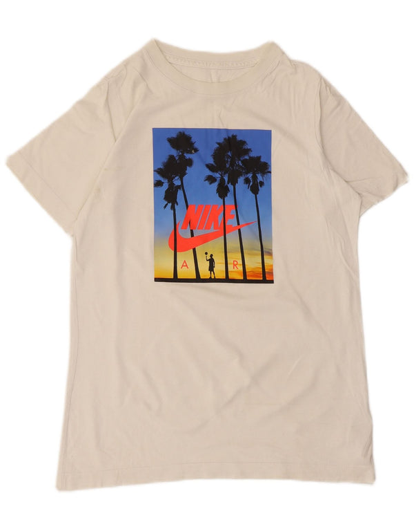 Nike Boys Graphic T-Shirt Top 12-13 Years Large White Cotton