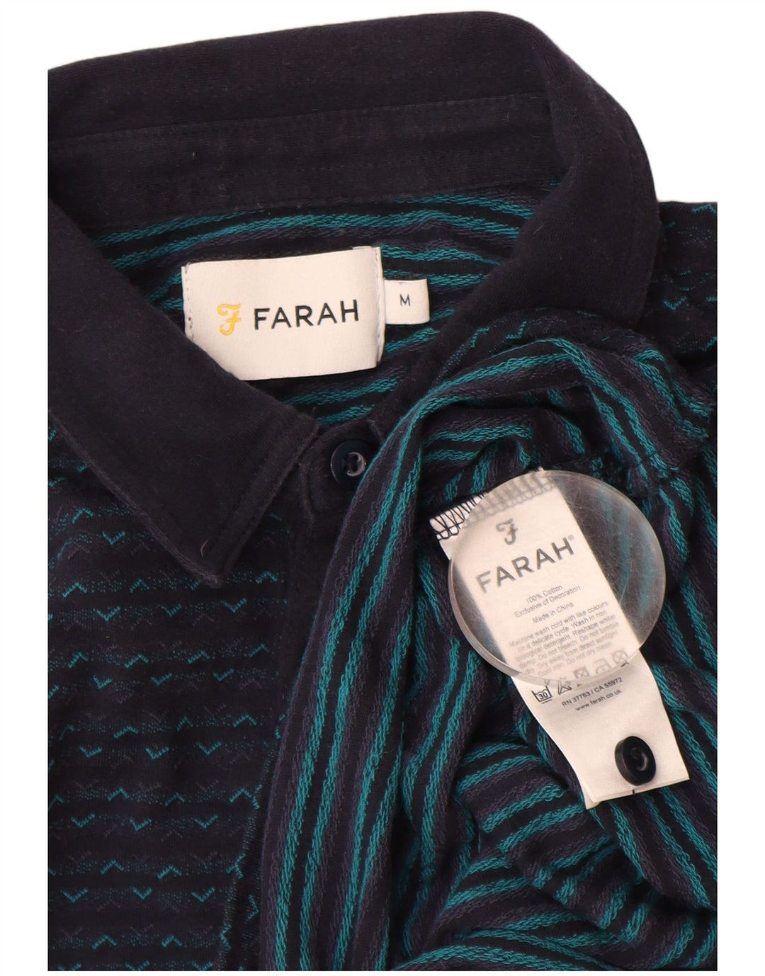 FARAH Poloshirt til mænd Medium Marineblå Geometrisk bomuld