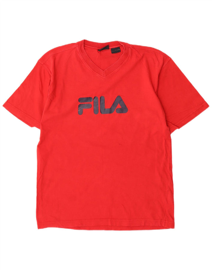 FILA Herre Grafisk T-Shirt Top Medium Rød Bomuld