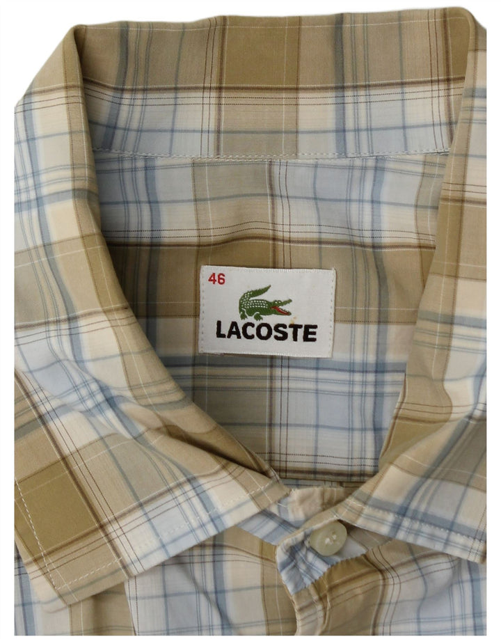 LACOSTE Kortærmet Herreskjorte Størrelse 46 2XL Khaki Check