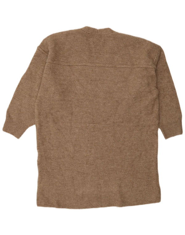 Superdry Womens Oversized V-Neck Jumper Sweater UK 12 Medium Brown Acrylic