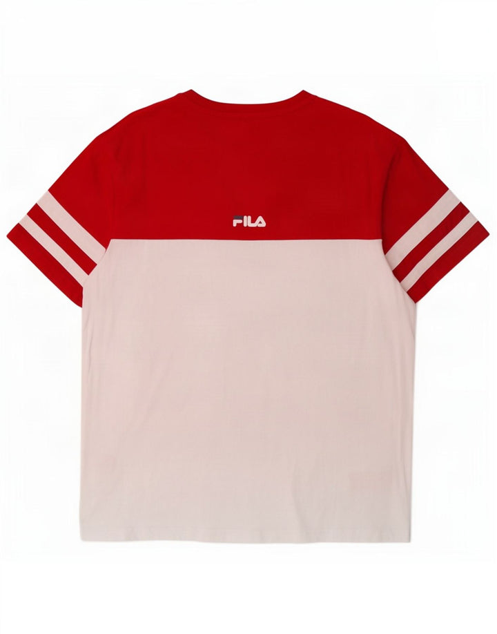 Fila Herre grafisk T-shirt Top Medium White Colourblock Bomuld