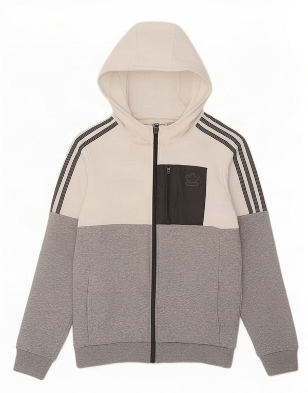 Adidas hættetrøje med lynlås til drenge 13-14 år Grå Colourblock Bomuld