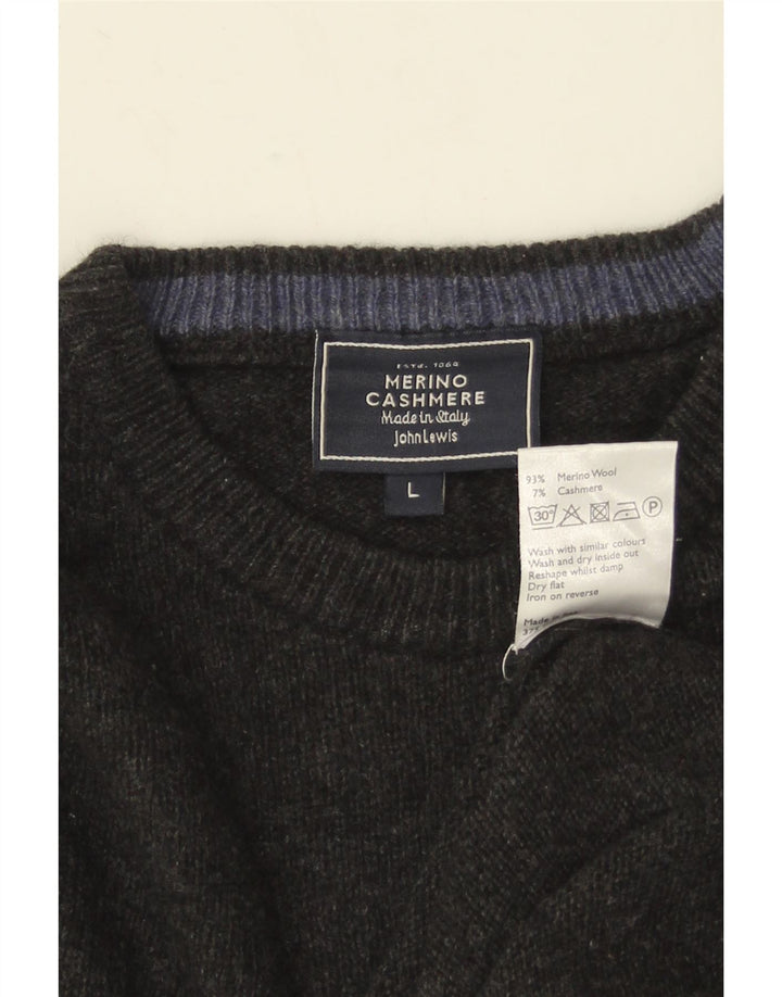JOHN LEWIS Herre sweater med rund hals, stor grå merinould