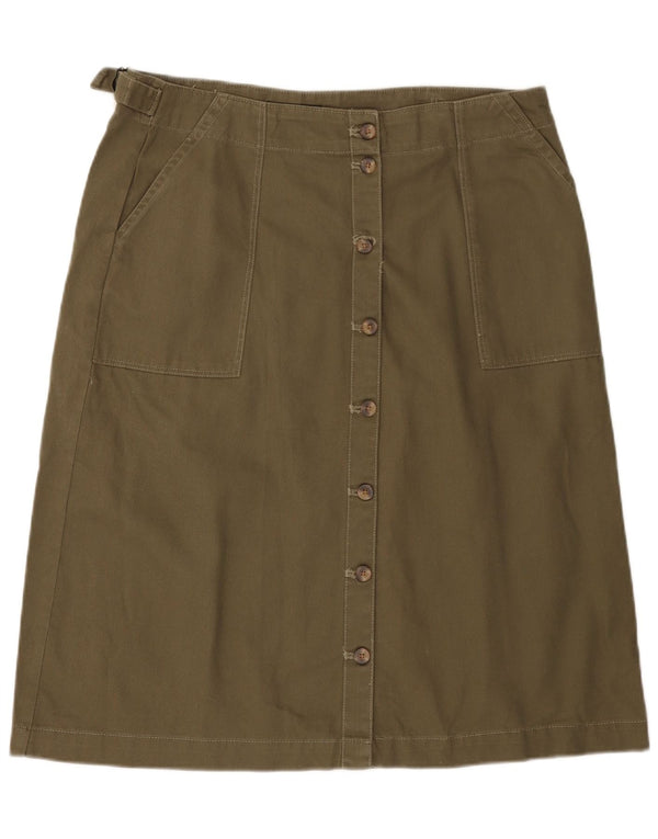 Marks & Spencer Dame A-Line nederdel UK 16 Large W36 Khaki Bomuld