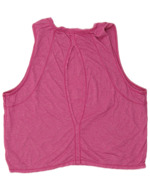 Reebok Womens Crop Graphic Vest Top UK 16 Large Pink Flecked