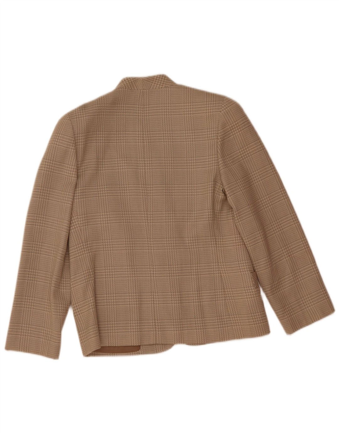 Vintage dame 2-knaps blazerjakke IT 44 Medium Beige Houndstooth Uld