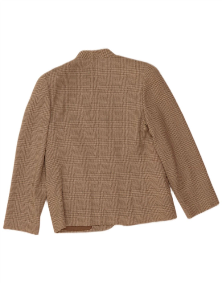 Vintage dame 2-knaps blazerjakke IT 44 Medium Beige Houndstooth Uld