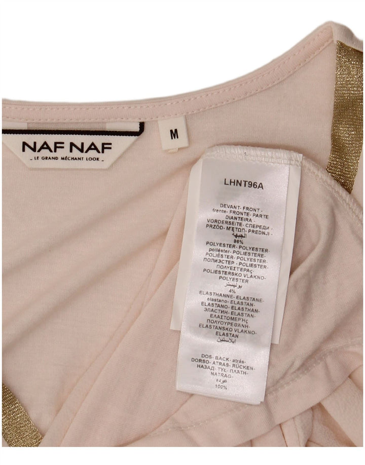 Naf Naf Dame See Through Vest Top UK 12 Medium Pink Polyester