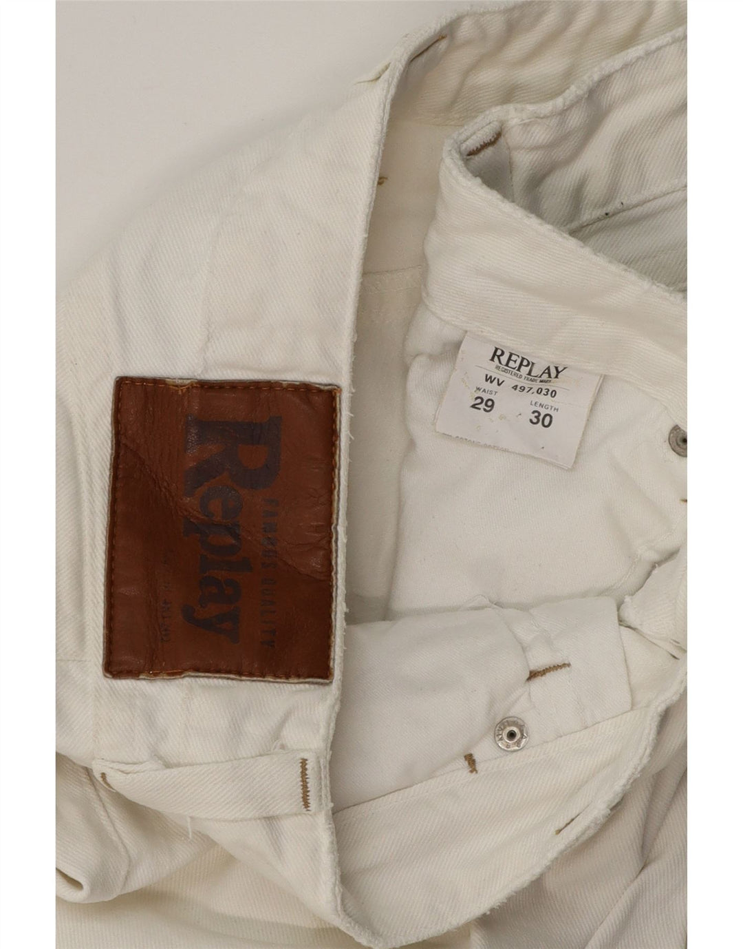 REPLAY Dame Straight Jeans W29 L30 Hvid Bomuld