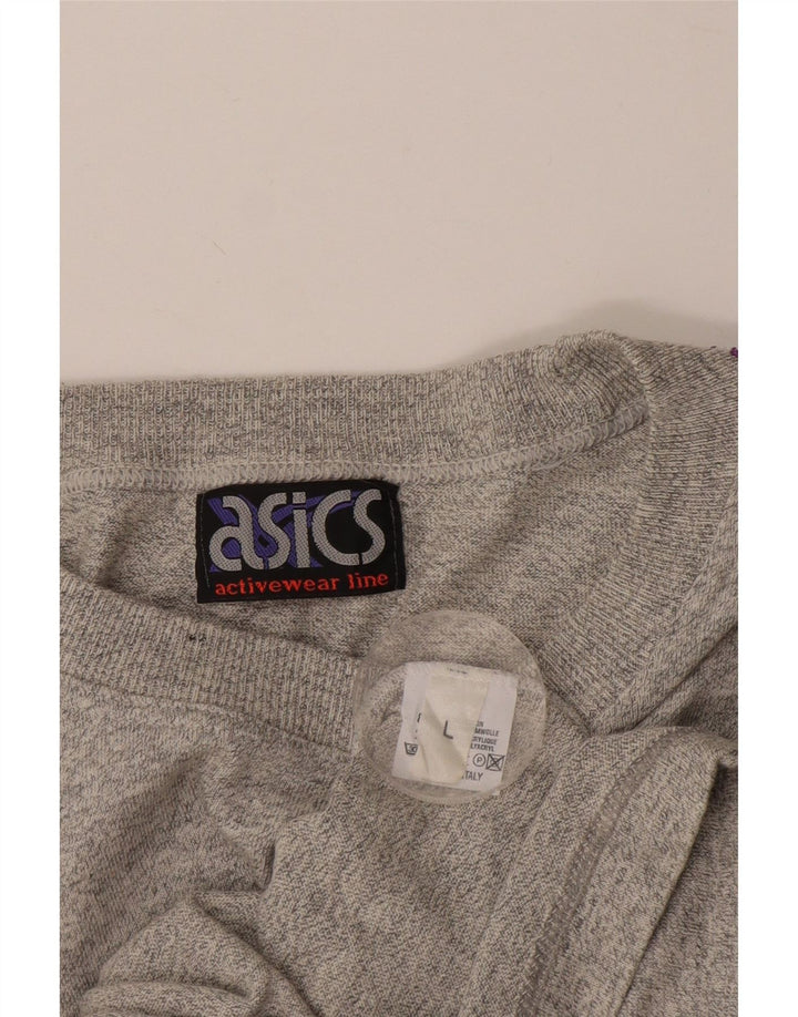 ASICS Dame Oversized grafisk T-shirt top UK 16 Stor grå flækket bomuld