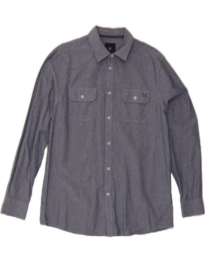 CREW CLOTHING Mens Classic Fit Shirt Medium Blue Cotton Vintage Crew Clothing and Second-Hand Crew Clothing from Messina Hembry 