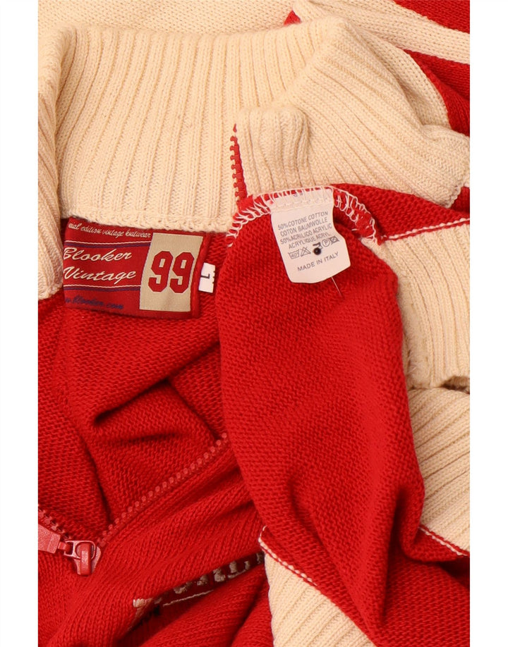 BLOOKER Sweater med lynlås til mænd Stor rød Colourblock Bomuld
