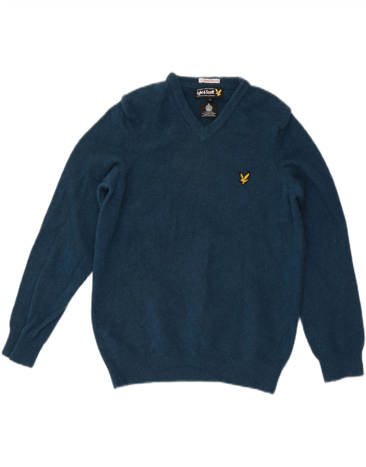 Lyle & Scott Dame V-hals sweater UK 10 Small Blue