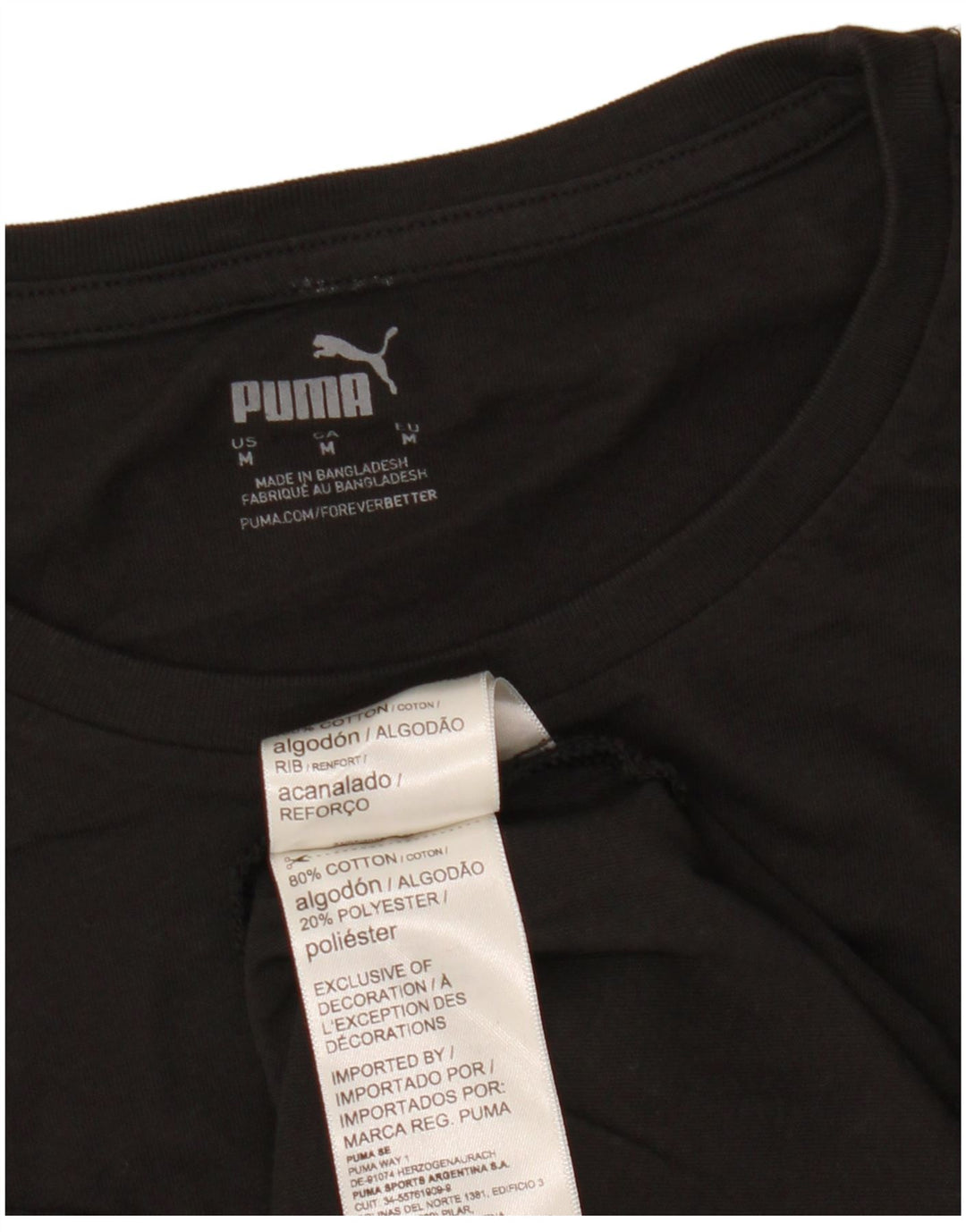Puma Herre T-Shirt Top Medium Sort Bomuld