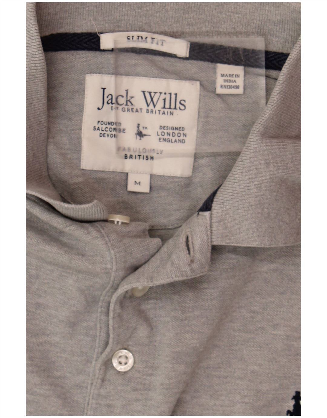 JACK WILLS Mens Slim Fit Polo Shirt Medium Grey