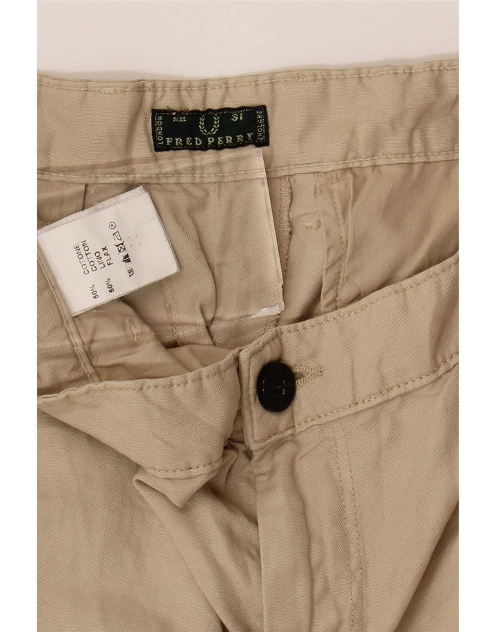 Fred Perry Womens Cropped Trousers W31 L25 Beige Bomuld