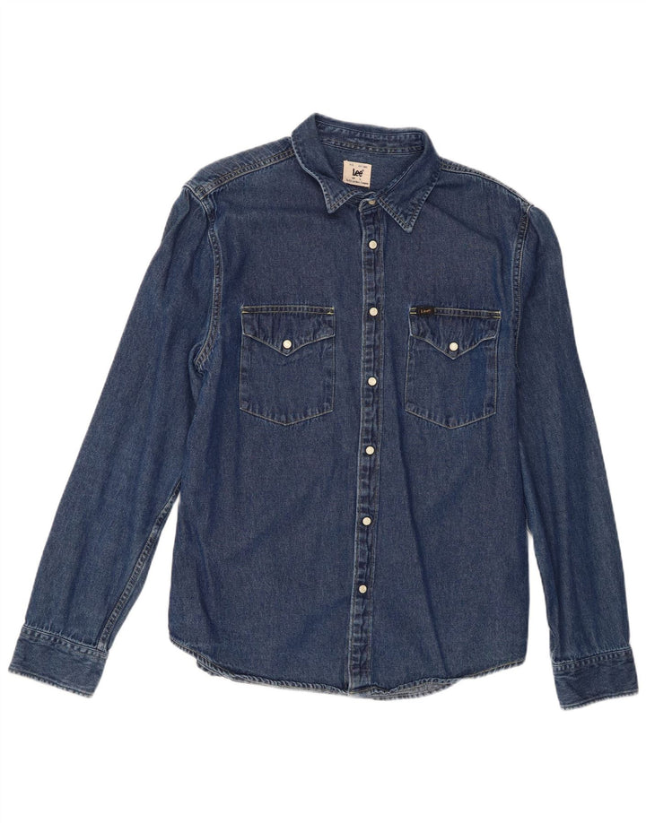 Lee Herre denimskjorte Stor blå bomuld