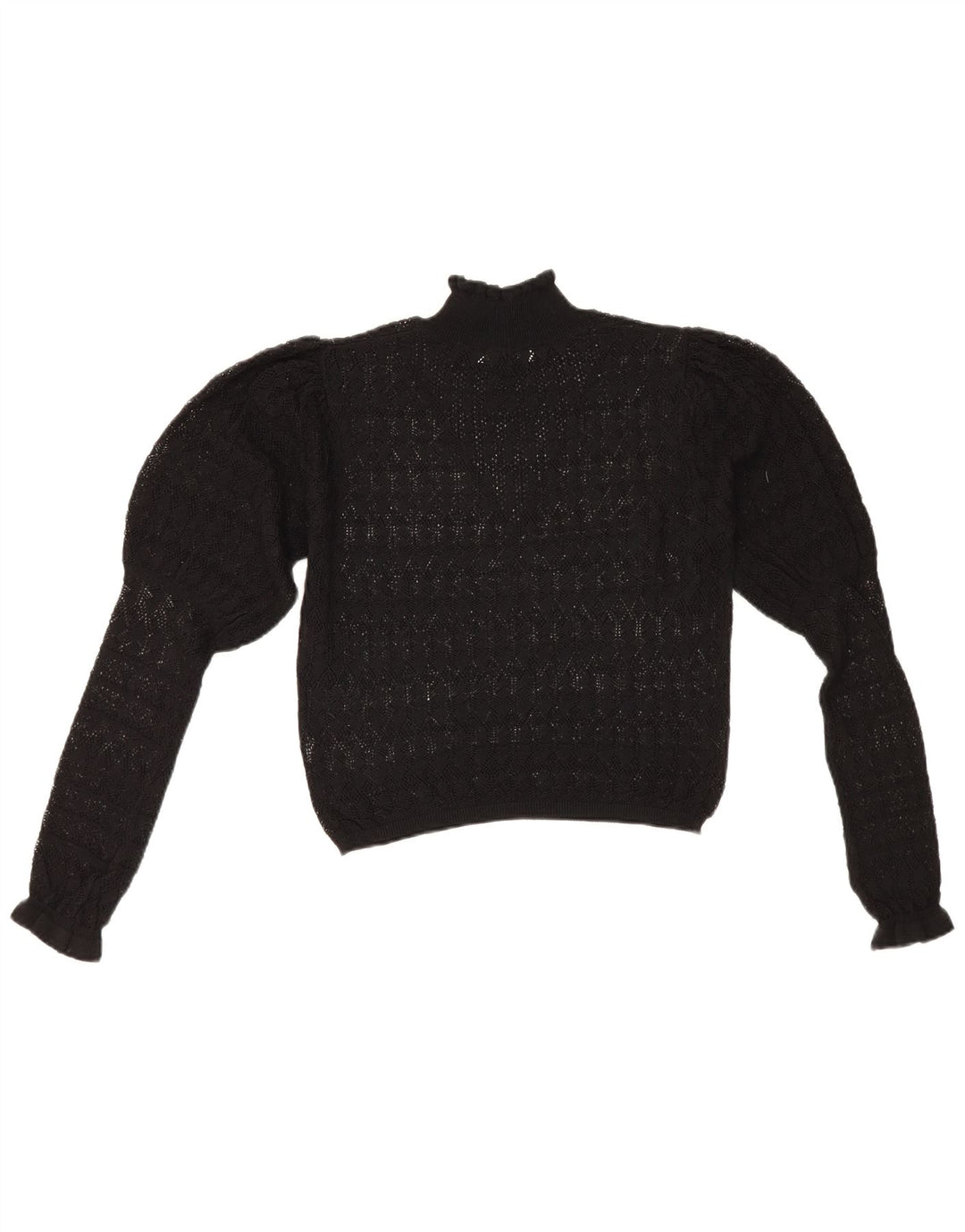 Zara Dame Se Through Turtle Neck Jumper Sweater UK 12 Medium Black