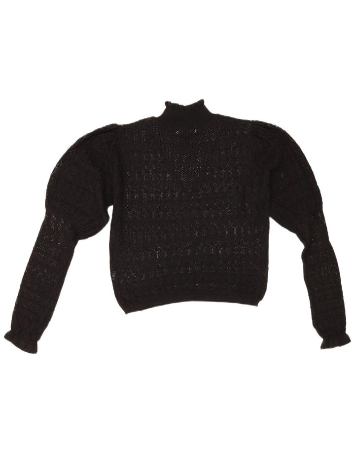 Zara Dame Se Through Turtle Neck Jumper Sweater UK 12 Medium Black
