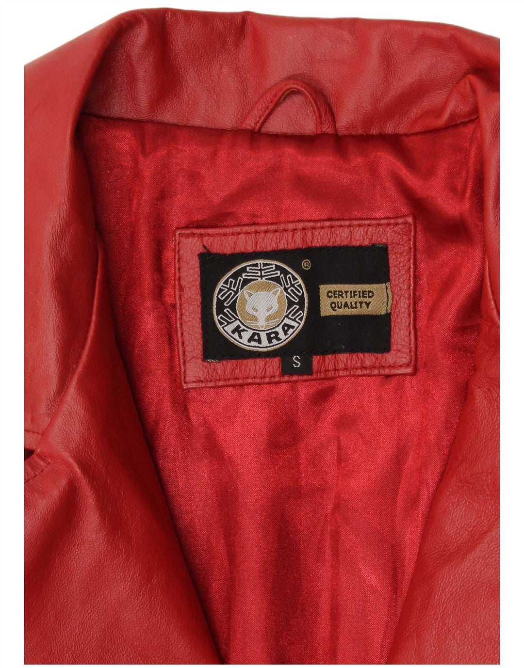 Kara læderfrakke til kvinder UK 10 Lille rødt læder