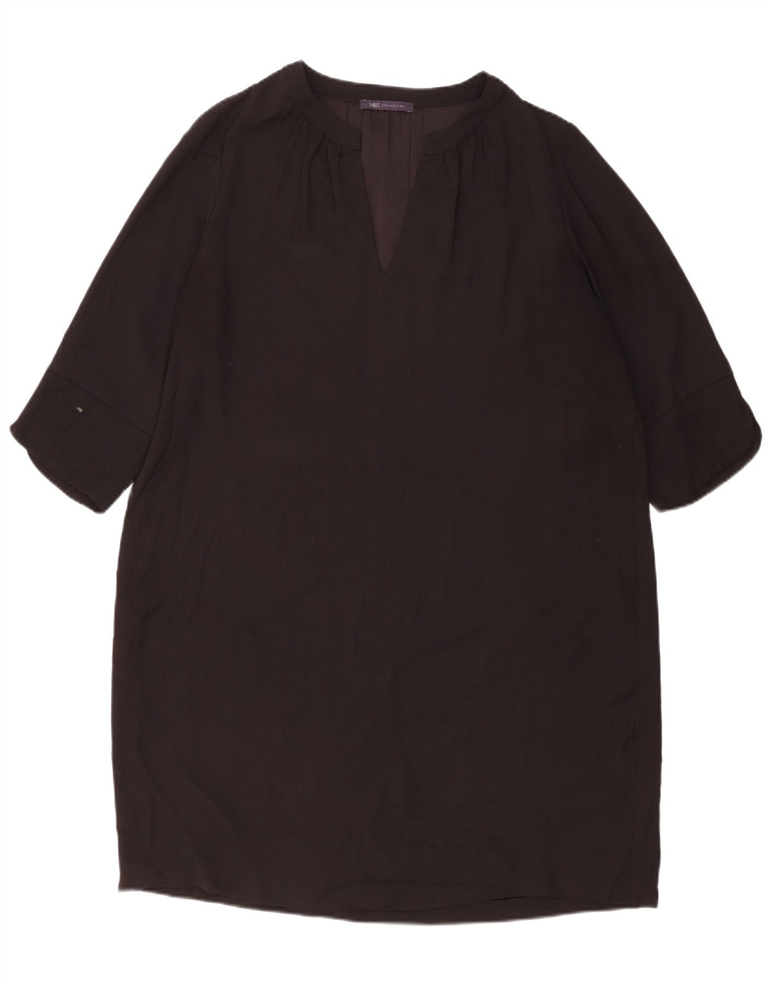 Marks & Spencer Dame 3/4 ærmet Shift Dress UK 20 2XL Sort Polyester