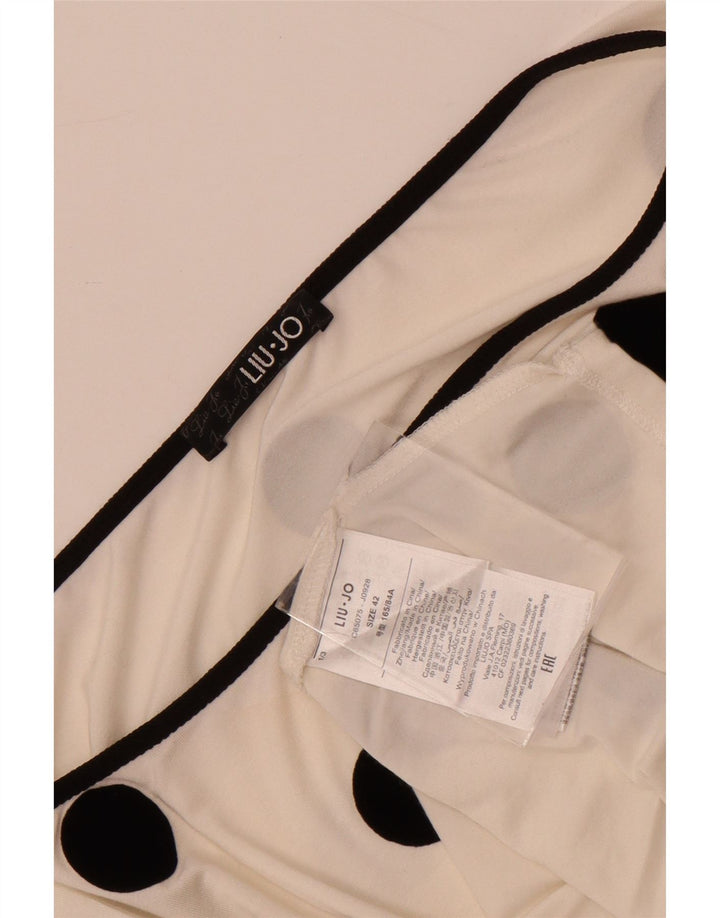 Liu Jo Dame Langærmet One Shoulder Top IT 42 Medium White Polka Dot