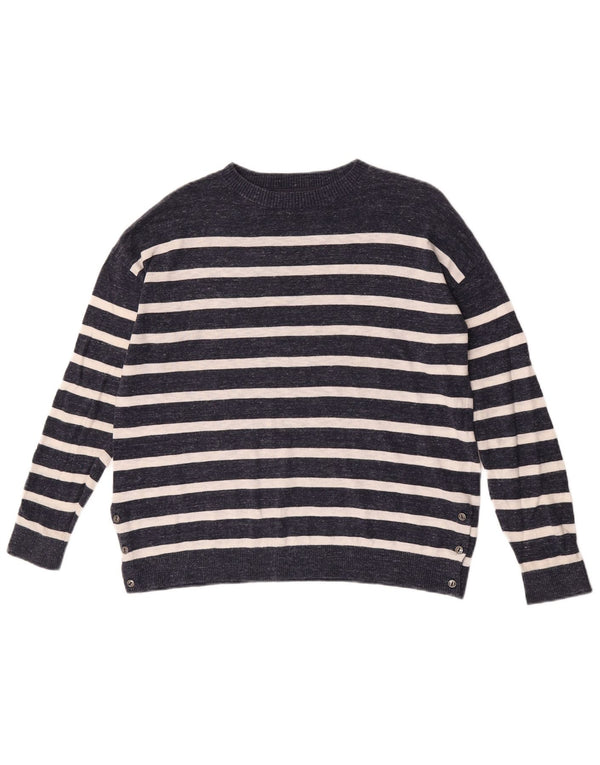 Fat Face Dame Boat Neck Jumper Sweater UK 12 Medium Navy Blue Striped