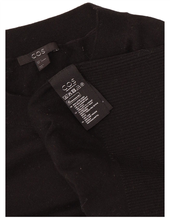 Cos Dame Oversized Crew Neck Jumper Sweater UK 10 Small Black Wool