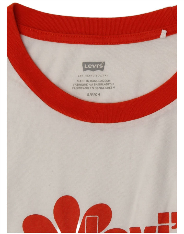 Levi's Dame Grafisk T-Shirt Top UK 10 Small White