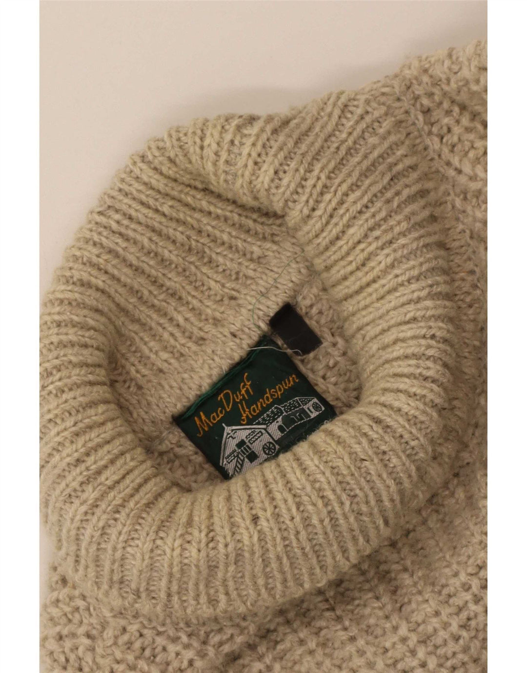Vintage Herre rullehals sweater stor beige