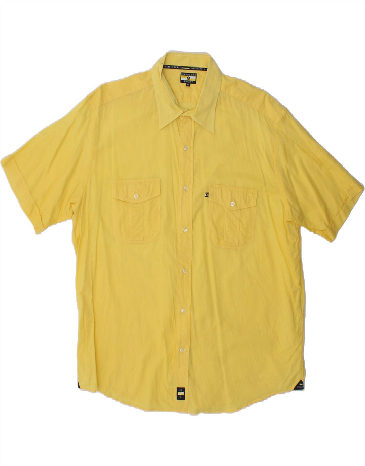 NAVIGARE Mens Short Sleeve Shirt XL Yellow Vintage Navigare and Second-Hand Navigare from Messina Hembry 
